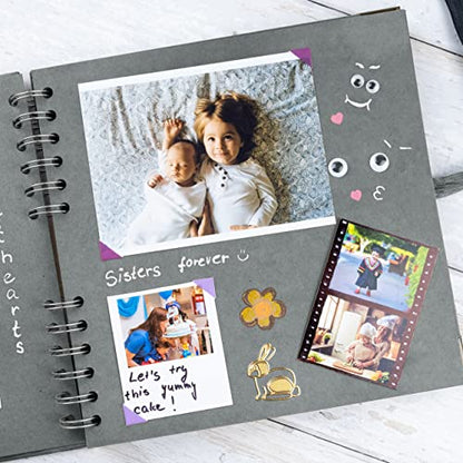 Scrapbook Album, 60 Pages, 8 x 8 Inch, Grey Photo Album, Scrap Book | Hardcover with Thick 200 GSM Kraft Paper, Ideal for Your Scrapbooking Albums, Art & Craft Projects (Grey, 8 x 8 Inch) - color: Grey, size: 8 X 8 Inch