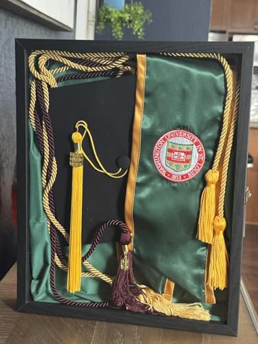 Large Graduation Shadow Box Frame for Cap Gown, Black 13x16 Display Case - color: Rustic Black, size: 13"x16" (33x40 cm)
