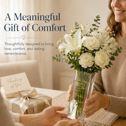 Sympathy Memorial Flowers Vase, Angel Condolence Gifts for Loss of Loved One, Bereavement Gifts, Memorial Gift for Mom Dad Husband Sister Friend, Grief Gifts for Women, Candle Holder Vase