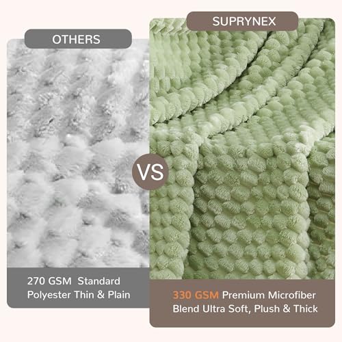 330GSM 3D Jacquard Twin Blanket for Bed, Sage Green, 60"x80" - color: Sage Green, size: Twin(60"x80")