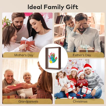 Family Handprint Kit for 5, Hand Print Keepsake Frame DIY Craft Gift - color: Walnut, size: 5 Pages Acrylic Boards