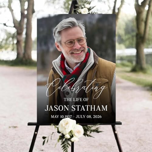 Personalized Celebration of Life Yard Sign, Funeral Welcome Decoration, Custom Memorial Lawn Sign for Outdoor Ceremony, Elegant Tribute Keepsake for Family, Friends and Loved Ones #1 - color: Version 1