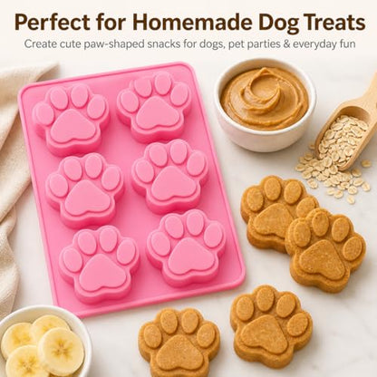 Dog Paw Silicone Mold 3 Pack, Paw Print Candy Molds for Chocolate, Gummies, Hard Candy, Ice Cubes, Dog Treats, Baking, Fondant, Soap, Wax & Resin DIY Crafts (Paw Print Mold)