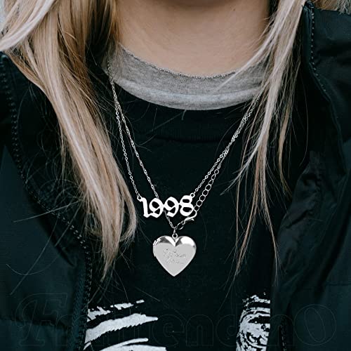 Framendino, 10 Pack Stainless Steel Locket Pendants Photo Frame Charms Heart I Love You for DIY Making