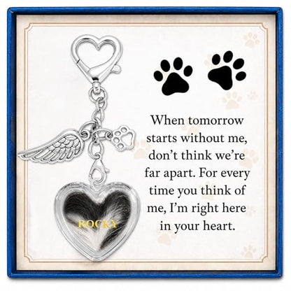 Personalized Pet Fur Keepsake Memorial Locket, Clear Heart for Dog Cat Fur or Photo, Pet Hair Keepsake DIY Name Stickers Included, Sympathy Gift for Loss of Pet, Memory Charm for Women Kids