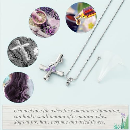 Imrsanl Cross with Butterfly Urn Necklaces for Ashes for Women - color: Customize