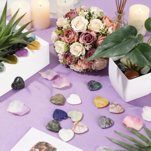 Nuenen 72 Pcs Heart Healing Stone 1 Inch Polished Healing Crystal Chakra Gems | Heart Shaped Gemstones Bulk for Women Chakra Reiki Meditation, Love Worry Stones Palm Pocket, Valentines Gifts - size: 1 Inch