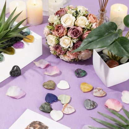 Nuenen 72 Pcs Heart Healing Stone 1 Inch Polished Healing Crystal Chakra Gems | Heart Shaped Gemstones Bulk for Women Chakra Reiki Meditation, Love Worry Stones Palm Pocket, Valentines Gifts - size: 1 Inch
