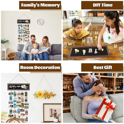 CYEAH 3 Pack Picture Frames Collage Display Board with Clips, Collage Photo Hanging Display Picture Board Wood Rustic Frames for Wall Decor, DIY Photo Frames Photos Cards Organizer for Family Friends