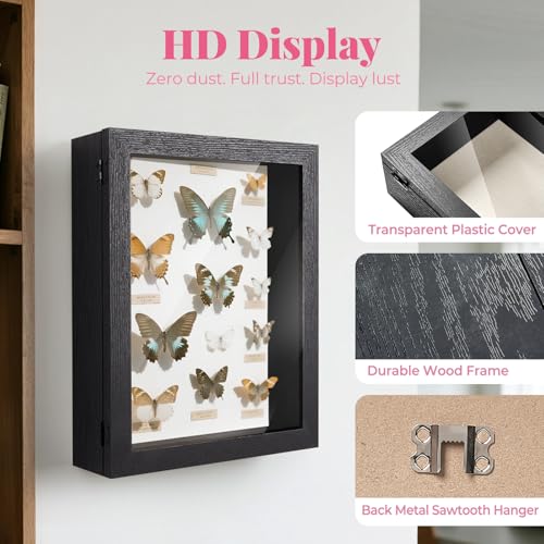 HOUSE DAY 11x14 Deep Shadow Box Frame with Linen Back, Pins, Black - color: Black, size: 11x14