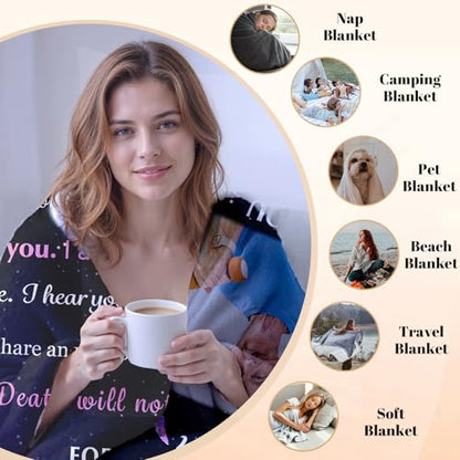 Arovene Ship Next Day, Custom Memorial Blanket with Photo - Printed in USA, A Hug from Heaven Blanket, Personalized Sympathy Gifts for Loss of Loved One Dad Mom Husband Wife Friend Dog Memorial Gifts - color: Style 05