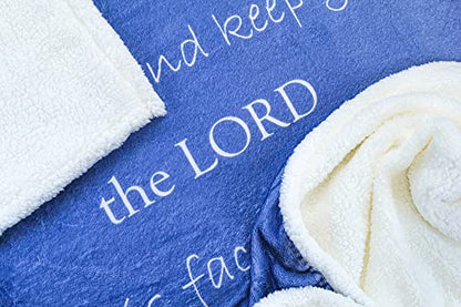 Prayer Blanket, Ultra Soft DoubleLayer Scripture 50"x65"Blue Indigo Blanket | Christian , 100% microfiberpolyester , promote healing in illness, depression , gift for women and men - color: Blue Indigo, size: Numbers 6:24-26