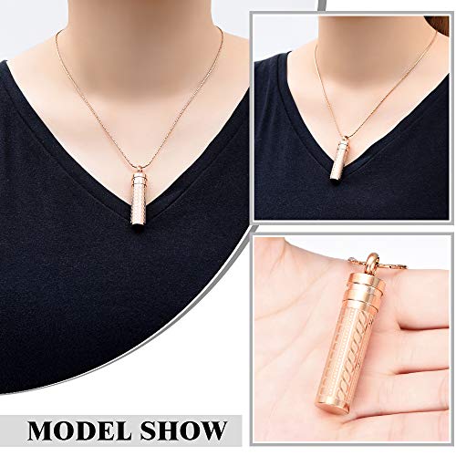 constantlife Cremation Jewelry for Ashes Openable Pill Case Urn Necklace Keepsake Perfume Memorial Pendant Locket Charm Accessories - color: Rose Gold