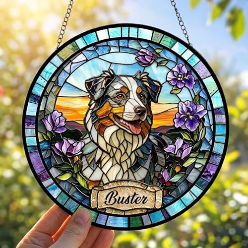 Custom Pet Portrait Suncatcher from Photo, Personalized Dog Cat Stained Glass Window Hanging Ornament, Rainbow Maker Garden Decor, Pet Loss Memorial Gift, Sympathy Remembrance Keepsake (Style 9) - color: Style 9