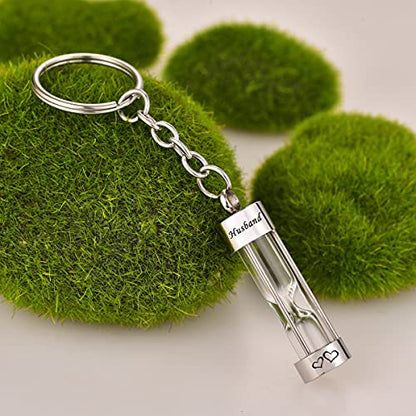 Hourglass Ashes Keychain Urn Pendant Memorial Keepsake Cremation Jewelry Husband - color: Husband