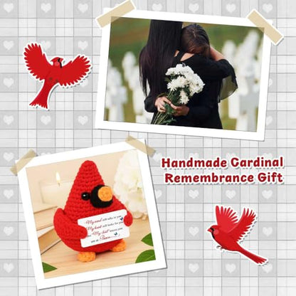Cardinal Gifts for Women – My Mind Still Talks to You Handmade Crochet Cardinal, Memorial and Sympathy Gifts for Loss of Loved One, Bereavement Christmas Stocking Stuffers for Adults