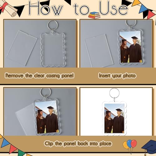 Clear Acrylic Photo Keychain Holder 2 x 3'' Photo Insert Picture Frame Keychain Making Kit DIY Holiday Gifts