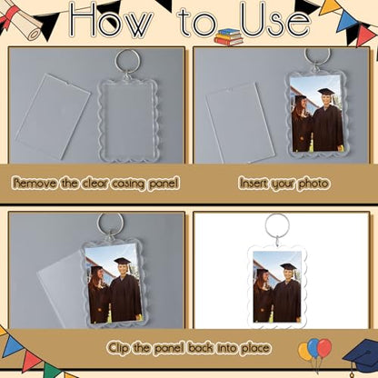 Clear Acrylic Photo Keychain Holder 2 x 3'' Photo Insert Picture Frame Keychain Making Kit DIY Holiday Gifts