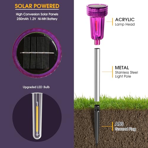 Halloween Solar Lights Outdoor Waterproof Purple Landscape Lights, 8 Pack - color: Purple, size: 8Pack