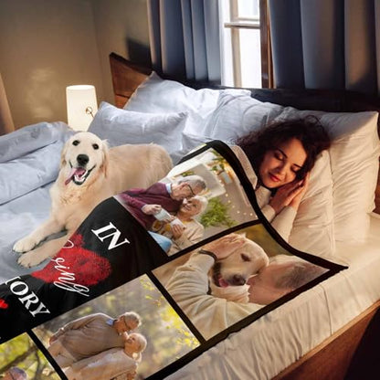 Personalized Photo Throw Blanket Custom Sympathy Throw Blanket Gift in Memory of Loss of Dad Mom Grandma Grandpa - color: Color 21