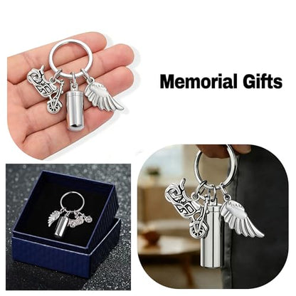 Gredstar Cremation Urn Keychain for Ashes, Cylinder Memorial Keepsake - color: Motorcycle
