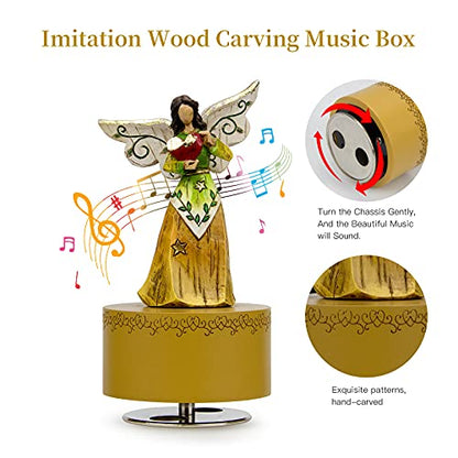Angel Music Box Sculpted Hand-Painted Musical Figure Gifts for Mom and Daughter
