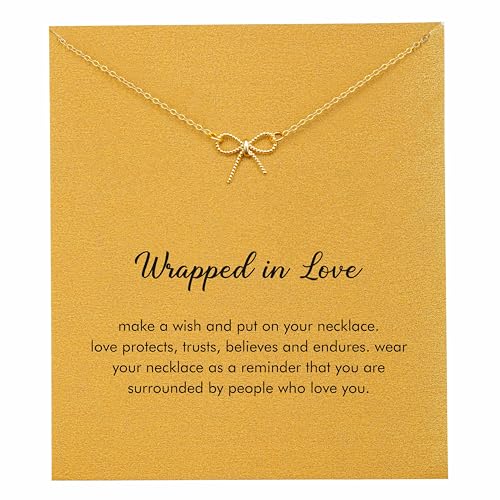 RZKING Golden Necklace for Women, Gifts for Best Friend Sister Mom Daughter - style: Bow