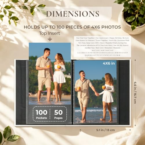 Vienrose 4x6 Couples Photo Album 100 Pockets DIY Custom Cover Beige | fabric cover photo book, acid free inner pages, couple themed crystal stickers, small slip in photo album - color: Romantic Couple, size: 100 Pockets