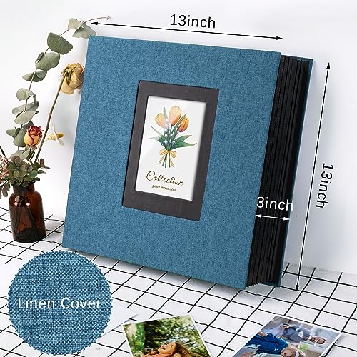 Linen Photo Album 4x6 Large Capacity 1000 Pockets Pictures Fabric Cover Books Albums Wedding School Family Anniversary Baby Memory Engagement Travel Albums(Blue, 1000 Pockets) - color: Blue, size: 1000 Pockets
