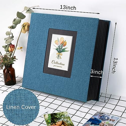 Linen Photo Album 4x6 Large Capacity 1000 Pockets Pictures Fabric Cover Books Albums Wedding School Family Anniversary Baby Memory Engagement Travel Albums(Blue, 1000 Pockets) - color: Blue, size: 1000 Pockets