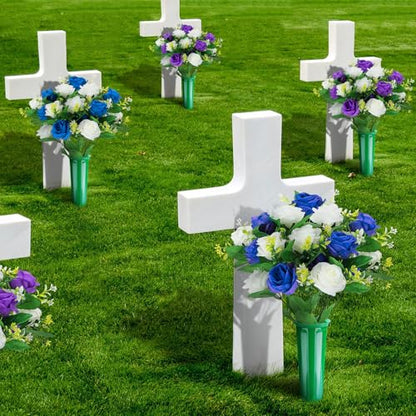 8 Pcs Cemetery Vases for Grave - Plastic Flower Holders with Spikes, Cone Vase for Memorial Day Grave Accessories Cemetery Decorations (Green)