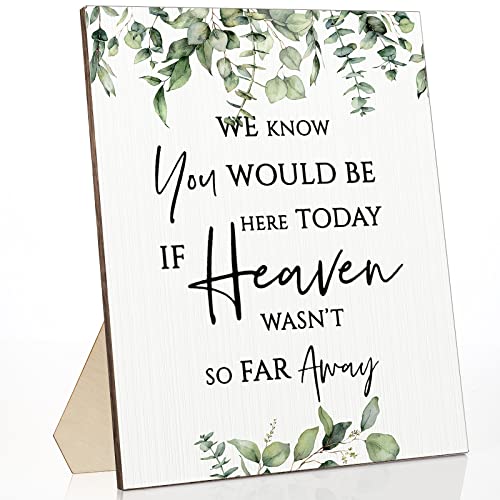 Yulejo Floral Memorial Wedding Sign Heaven Wasn't So Far Away | Tabletop Display with Stand for Ceremony Reception, Greenery Design, Loving Memory Tribute, Wooden Decor Celebration