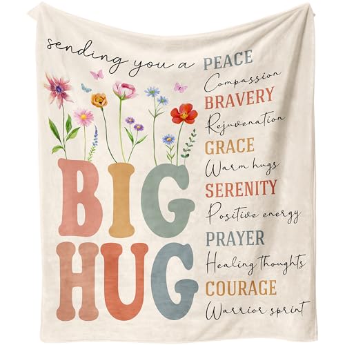 Get Well Gifts for Women, Healing Hug Blanket for Cancer Care, Inspirational/Sympathy/Bereavement Gifts for Women, After-Surgery Gifts, Soft Throw Blankets 50'' X 60''