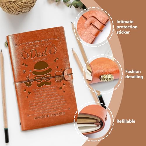 Memorial Gifts for Loss of Father 136 Page Refillable Leather Journal Gift