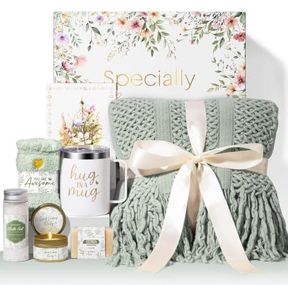 Self Care Get Well Soon Gift Baskets for Women Birthday Gifts Care Package - color: Sage Green