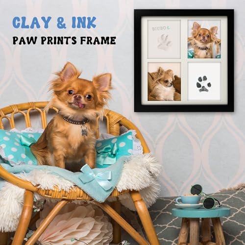 MYPAWLETS Ink&Clay Paw Print Kit for Dog Cat,Pawprint Keepsake Frame,Black | Clean-Touch Ink Pad & Soft Clay,Pet Paw Print Impression Kit,Large Area,Dog Nose Print,for 1-2 Pets,Gifts for Pet Parents - color: Black