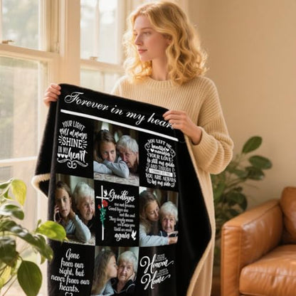 Custom Blanket with Picture in Memory of Loved One Gifts,Blanket with Pictures Customized for Loss of Grandma Grandpa - color: Color 10