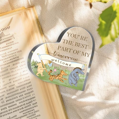Winnie Gifts for Women You're the Best Part Decor Winnie Acrylic Heart Inspirational Quotes Motivational Gifts for Friends Coworkers Teacher Boss Desk Office Sign Plaque - style: Winnie 010