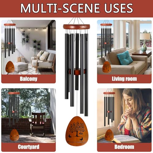 Sympathy Wind Chimes - Deep Tone Memorial Gift for Loss of Loved Ones, Mom, Dad, Husband, Wife, Grandma, Grandfather. Ideal for Outdoor, Garden, Patio, Yard & Home Decor (25.5 Inch)