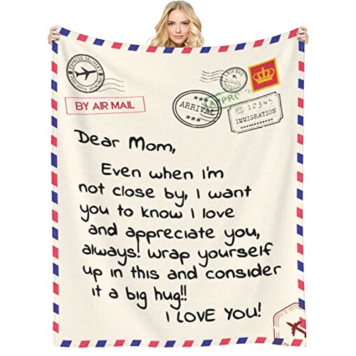 Throw Blankets Anniversary Birthday Gift for Mom from Daughter Son, Dear Mom Blanket for Mother's Day, Super Soft Flannel Throw Blankets for Christmas Valentines Day for Bed Couch(60x80) - color: Mom-blanket, size: 80''x60''