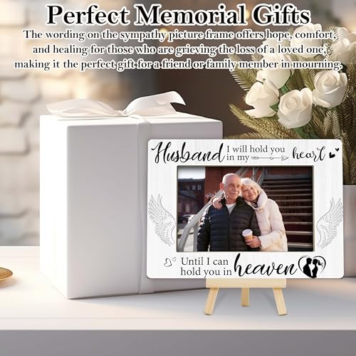 Memorial Gifts Loss of Husband, Sympathy Picture Frame, Remembrance Gifts Wooden Photo Frame with Easel, 4x6 Bereavement Picture Frame for Tabletop Display - G06 - style: Loss of Husband