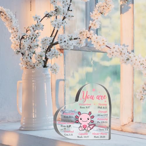 Inspirational Motivational Christian Gifts for Women Men You Are Loved Definition Decor Axolotl Positive Decorative Acrylic for Axolotl Lover Friends Coworkers Boss Office School Decor Sign Plaque - style: Axolotl 02