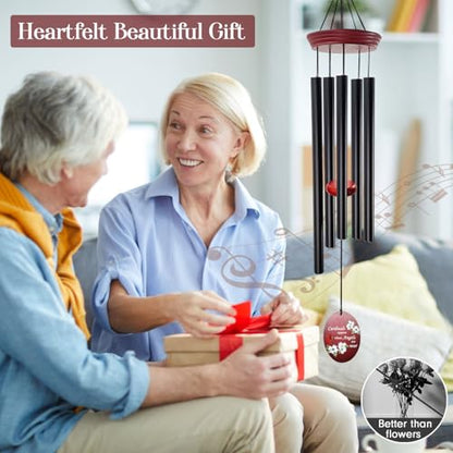 Windchime Cardinal Memorial Wind Chimes –Tuned Sympathy Wind Chime with “Cardinals Appear When Angels Are Near” Saying, Red Bird Wind Sail, Outdoor Garden Gift for Loss of Loved One, Mom, Grandma - color: Mom