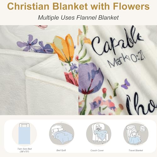 PuGez Christian Gifts for Women, You are Bible Verse Floral Throw Blanket, Inspirational Religious Faith Presents for Mom & Sister, Cozy Prayer Snuggle Blanket for Couch, 50"x60"