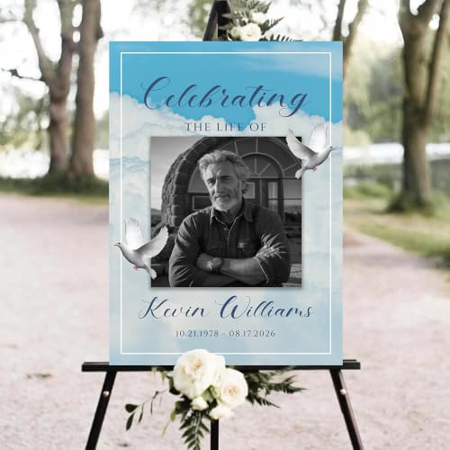 Personalized Celebration of Life Yard Sign, Funeral Welcome Decoration, Custom Memorial Lawn Sign for Outdoor Ceremony, Elegant Tribute Keepsake for Family, Friends and Loved Ones #8 - color: Version 8