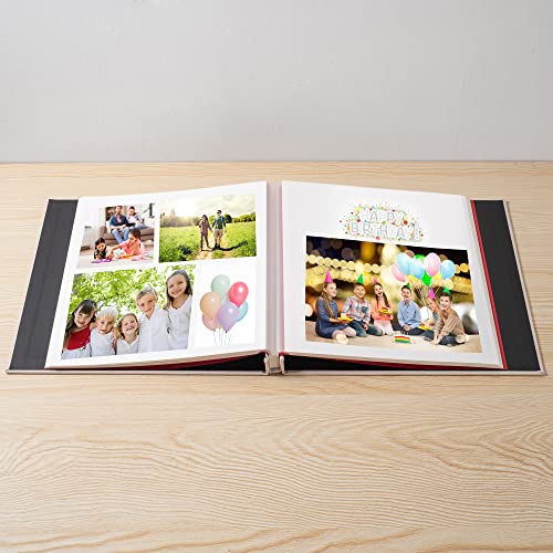 Large Photo Album Self Adhesive for 4x6 5x7 8x10 Pictures Magnetic Scrapbook Album 20 Sheets / 40 Pages Linen Cover DIY Photo Album with A Metallic Pen and and Plastic Board - color: Beige, size: 11"x10.8" 40 Pages