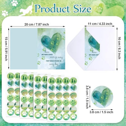Geyoga 36 Set Pet Sympathy Card with Envelope Bulk, Positive Green - color: Positive Green