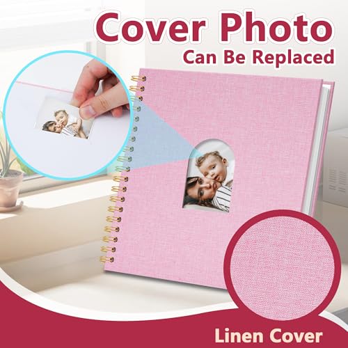 Vienrose Scrapbook Album,40 Pages,10x10 Inch,Pink | Linen Arch Window,Personalized DIY Photo Album – Wedding,Baby Shower,Anniversary,Travel,Keepsake Gift - color: Pink, size: 10 INCH 40 Pages