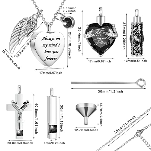 Fumete 5 Pcs Urn Necklaces for Ashes Cremation Jewelry - color: Black