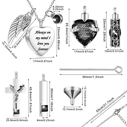 Fumete 5 Pcs Urn Necklaces for Ashes Cremation Jewelry - color: Black